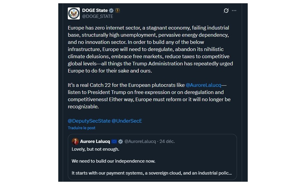 Europe has zero internet sector, a stagnant economy, failing industrial base, structurally high unemployment, pervasive energy dependency, and no innovation sector. In order to build any of the below infrastructure, Europe will need to deregulate, abandon its nihilistic climate…